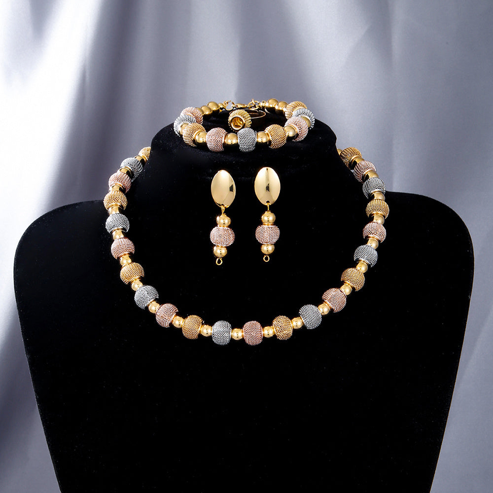 Fashionable Metallic Beaded Jewelry Set