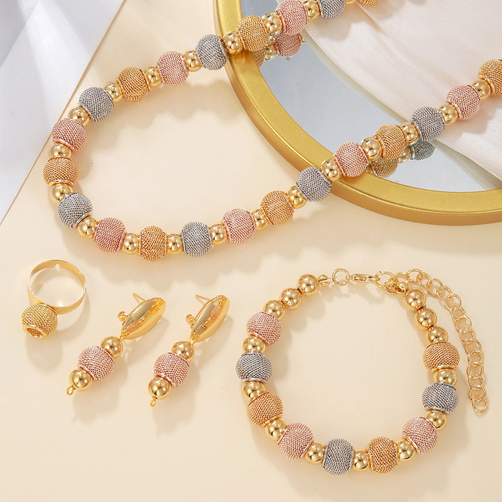 Fashionable Metallic Beaded Jewelry Set