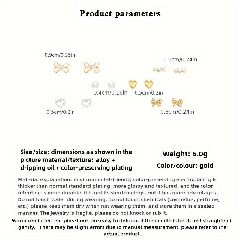 6 Piece Set Of High-end And Simple Stud Earrings