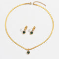Green Heart Necklace And Earrings Set