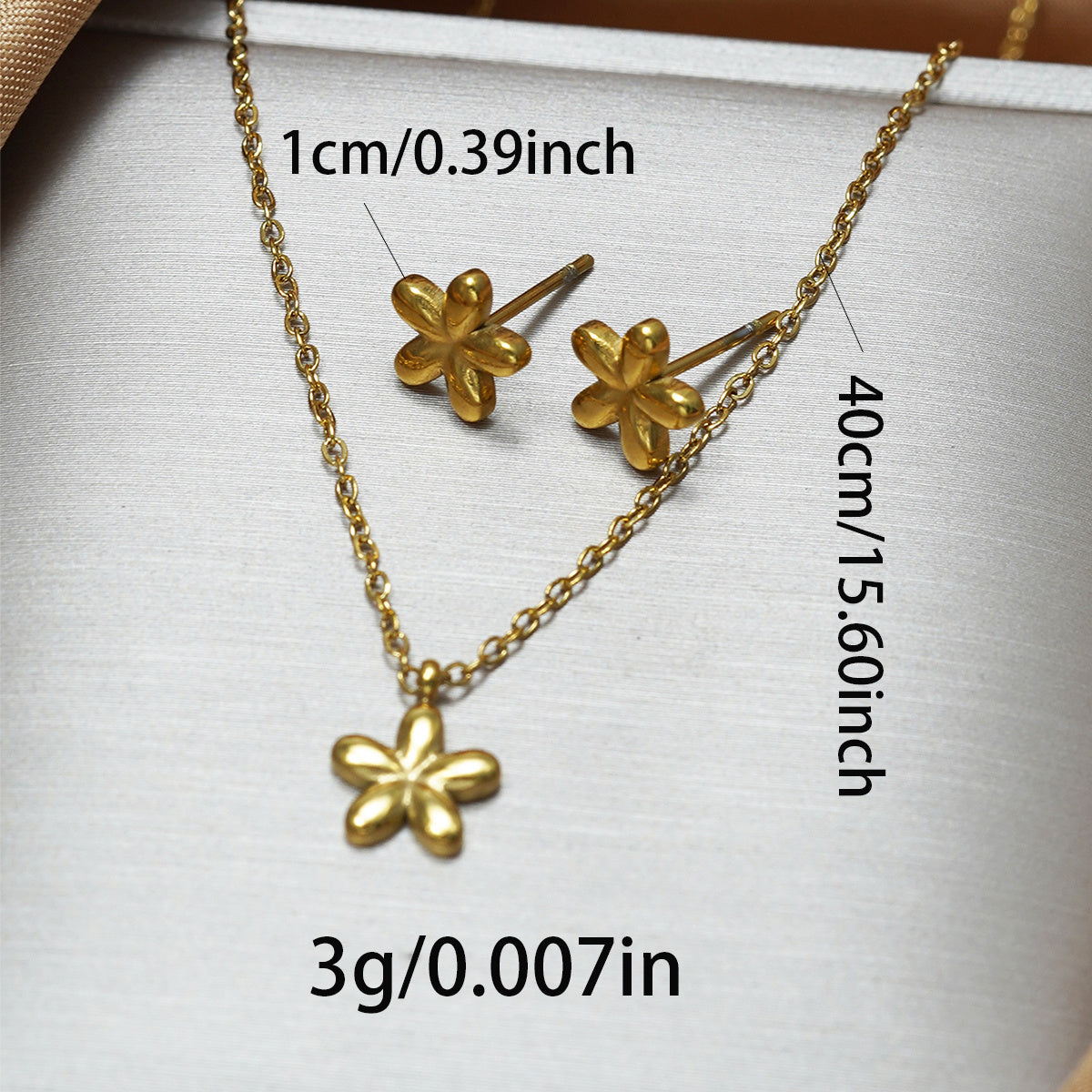 Flower Pendant Necklace and Earrings Set