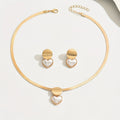 Heart & Pearl Collarbone Necklace Set
