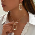 Chic Gold Hammered Geometric Necklace and Earrings Set