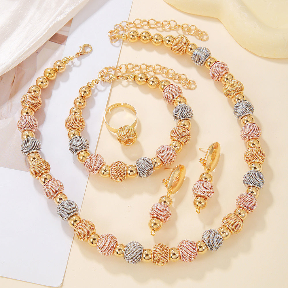 Fashionable Metallic Beaded Jewelry Set