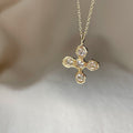 Luxury Floral Cross Zircon Necklace